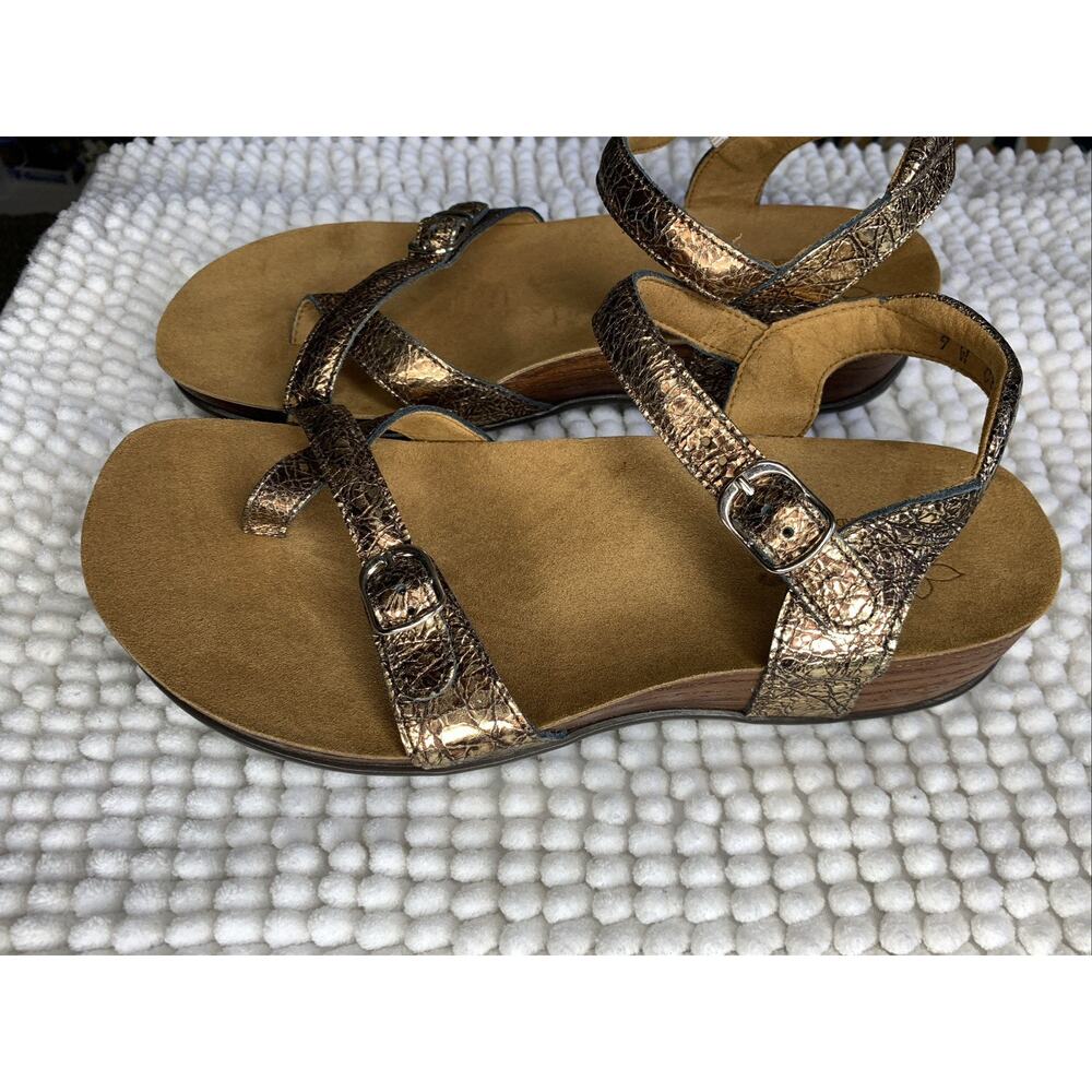 SAS Sandals Pampa Fantasia Womens Size 9 Wide Copper Gold Crinkle strap sandals - Picture 3 of 11